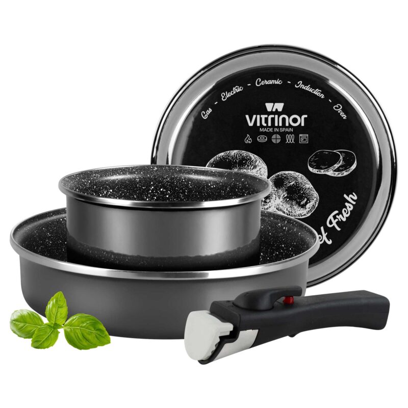 Equamo Click&Space Space-Saving Pan/Pot Set with Removable Handle - Image 8